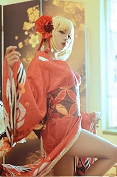 Amazon.co.jp: コスプレ衣装 FGO Fate/Grand Order ネロ・クラウディウス 風 花魁風華麗振袖着物 髪飾り付き : ホビー